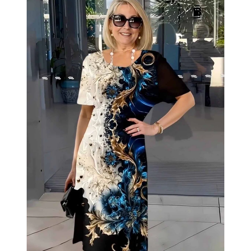 Rosalia - Confortável Vestido Midi Floral Relaxado