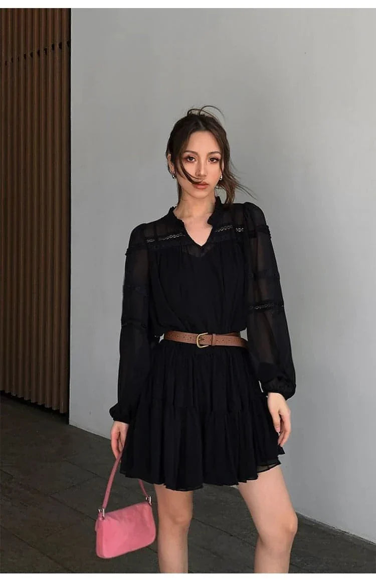 Vestido Camisa Branco Estilo Francês de Verão