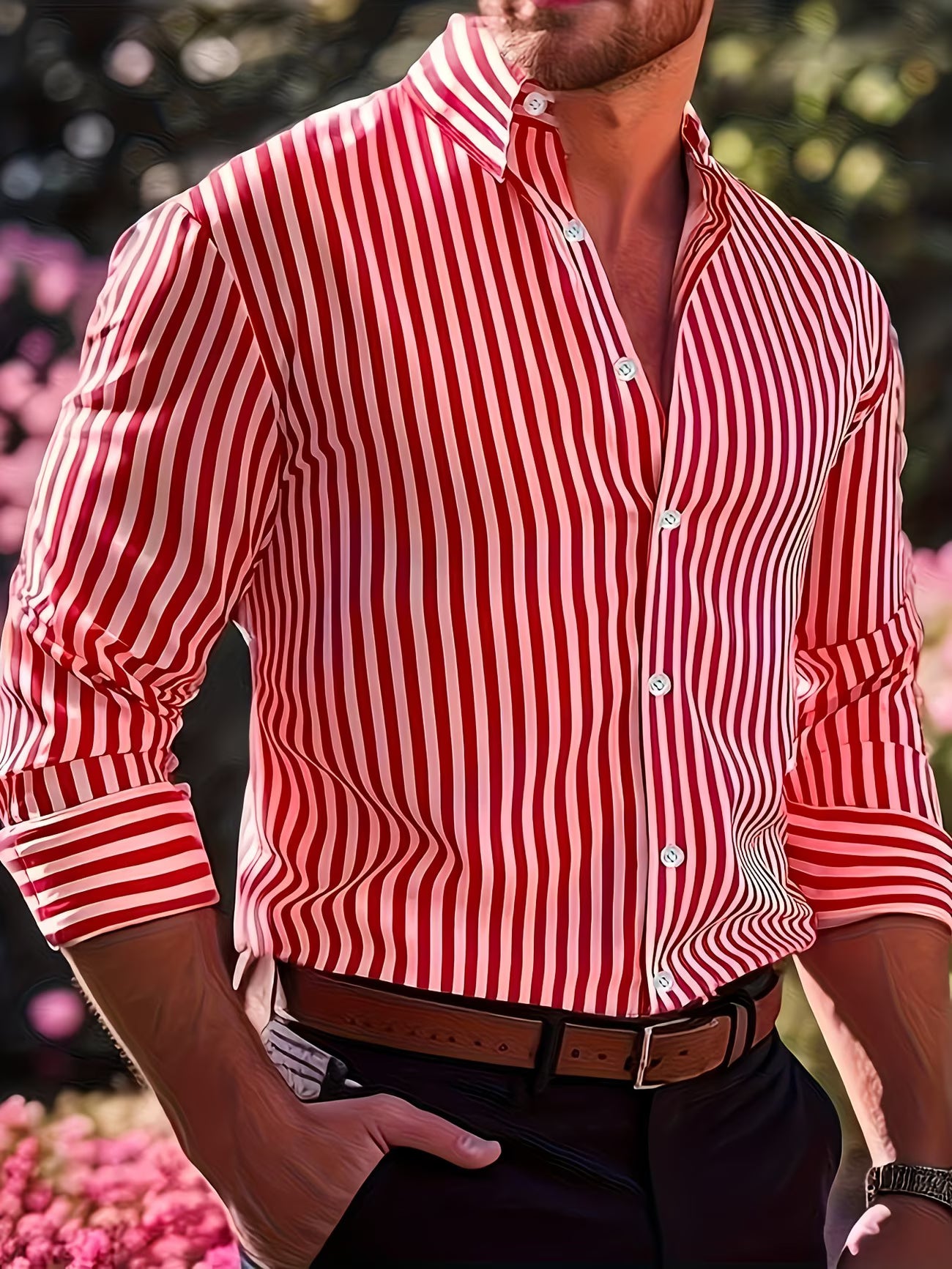 Camisa Elegante com Riscas