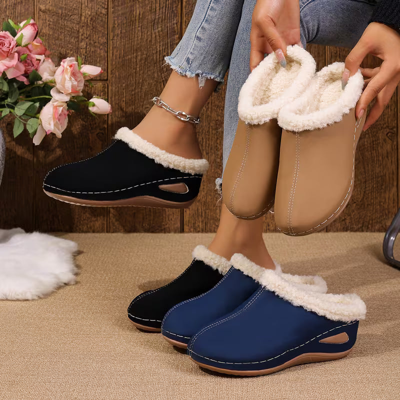 Sapatos de Inverno Femininos com Forro de Pelúcia - Confortáveis Sapatos
