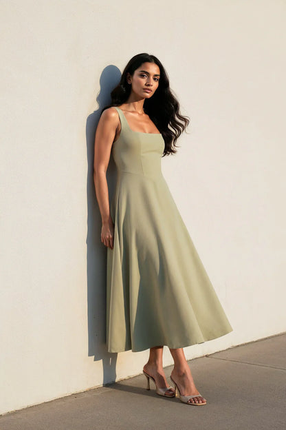 Gracen — Vestido Midi Fluido para Mulheres