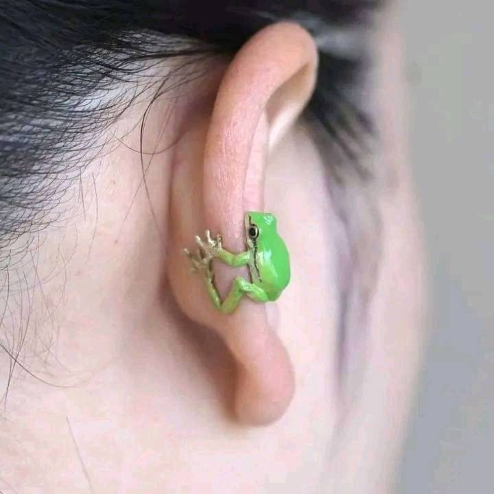 Conjunto de Jóias de Sapo — Anel e Brincos com Motivo Natural