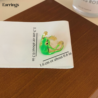 Conjunto de Jóias de Sapo — Anel e Brincos com Motivo Natural