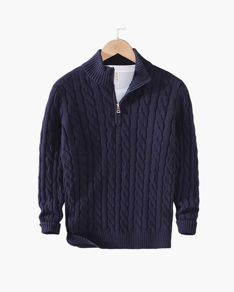 Sweater de Malha com Meio Zíper