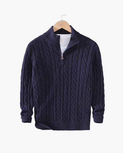Sweater de Malha com Meio Zíper