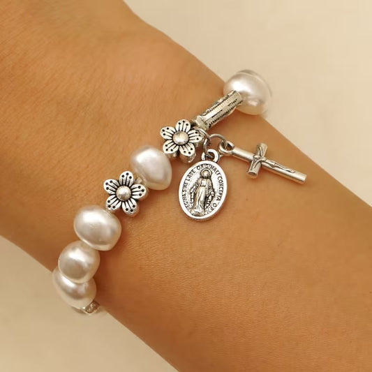 Serenidade - Elegante Pulseira de Margarida da Virgem Maria