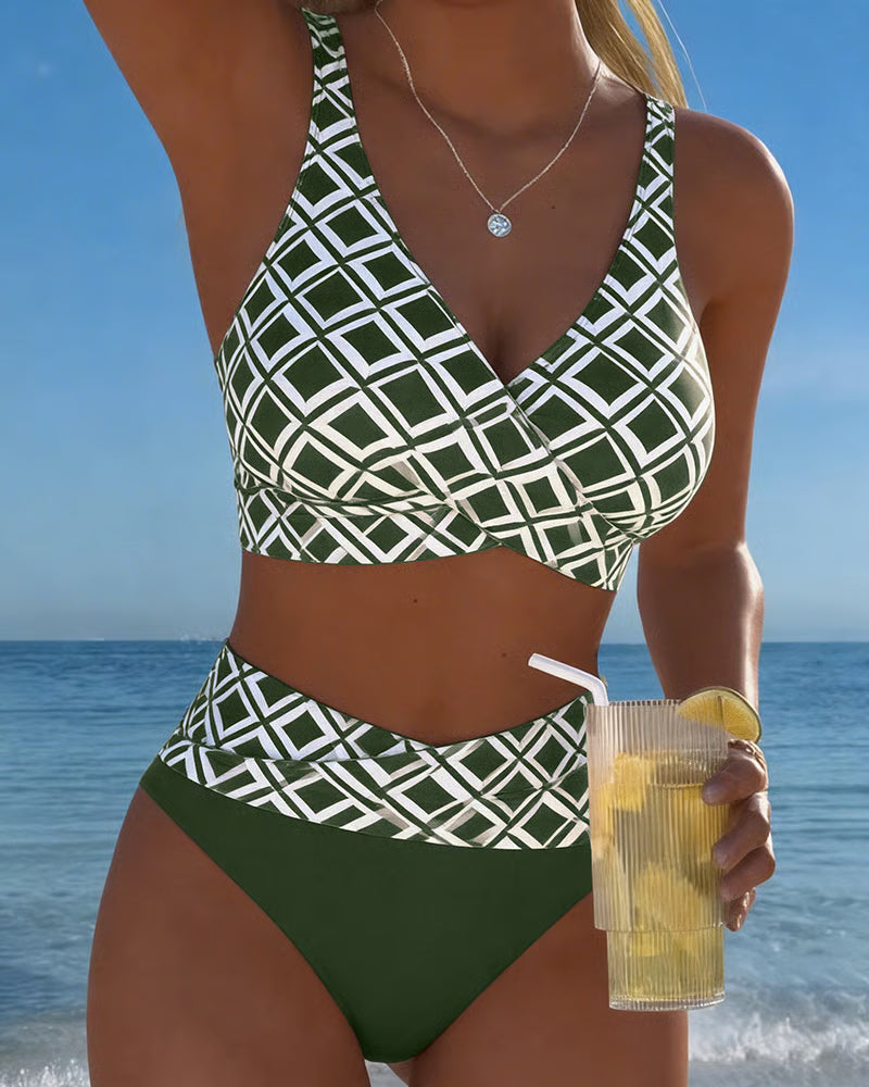 Diavèra — Conjunto de bikini com recorte em forma de soutien com padrão de diamante