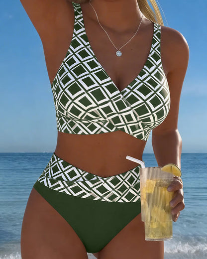 Diavèra — Conjunto de bikini com recorte em forma de soutien com padrão de diamante