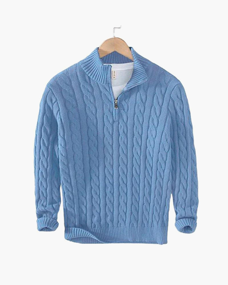 Sweater de Malha com Meio Zíper
