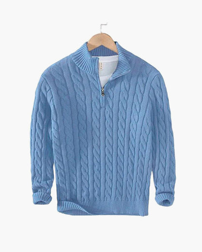 Sweater de Malha com Meio Zíper