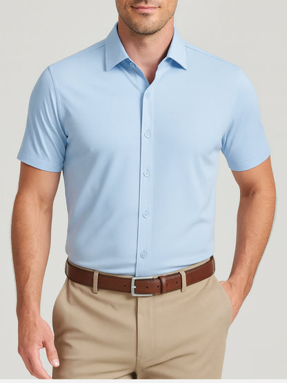 Camisa Não Amassada com Stretch 4-Way – Botões Transparentes