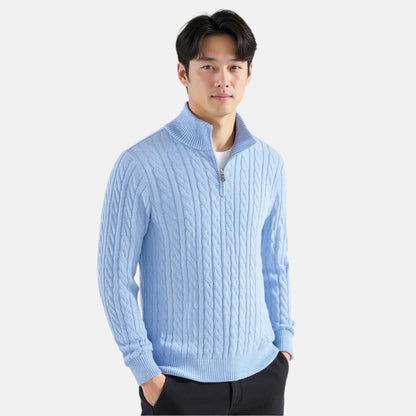 Sweater de Malha com Meio Zíper