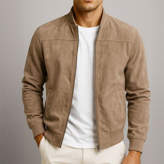 Adrian - Suave Casaco Bomber em Camurça Premium