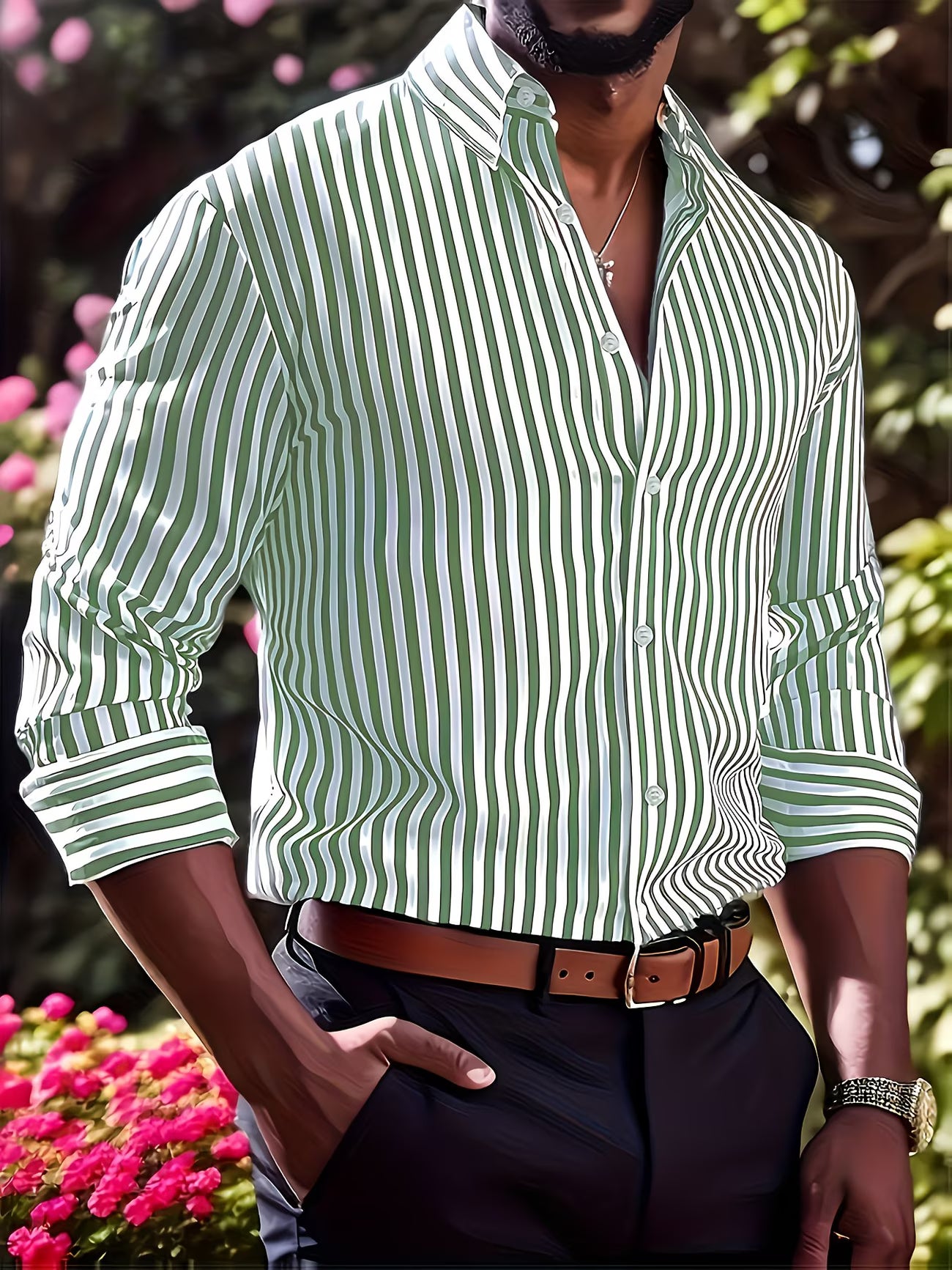 Camisa Elegante com Riscas