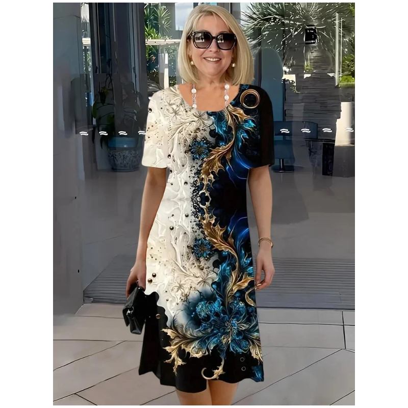 Rosalia - Confortável Vestido Midi Floral Relaxado