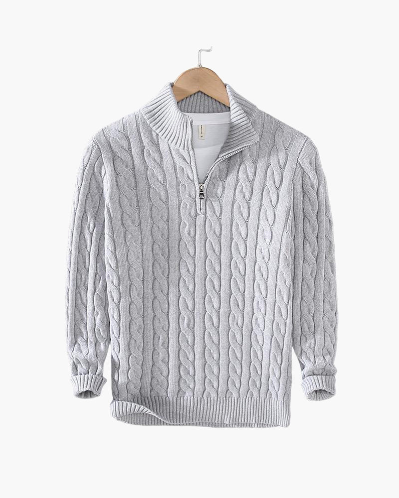 Sweater de Malha com Meio Zíper