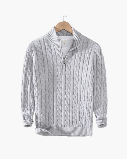 Sweater de Malha com Meio Zíper