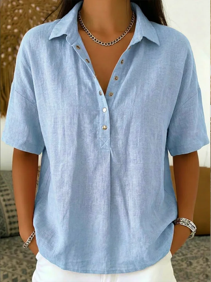 Blusa com Gola — Elegância com Detalhes em Botão