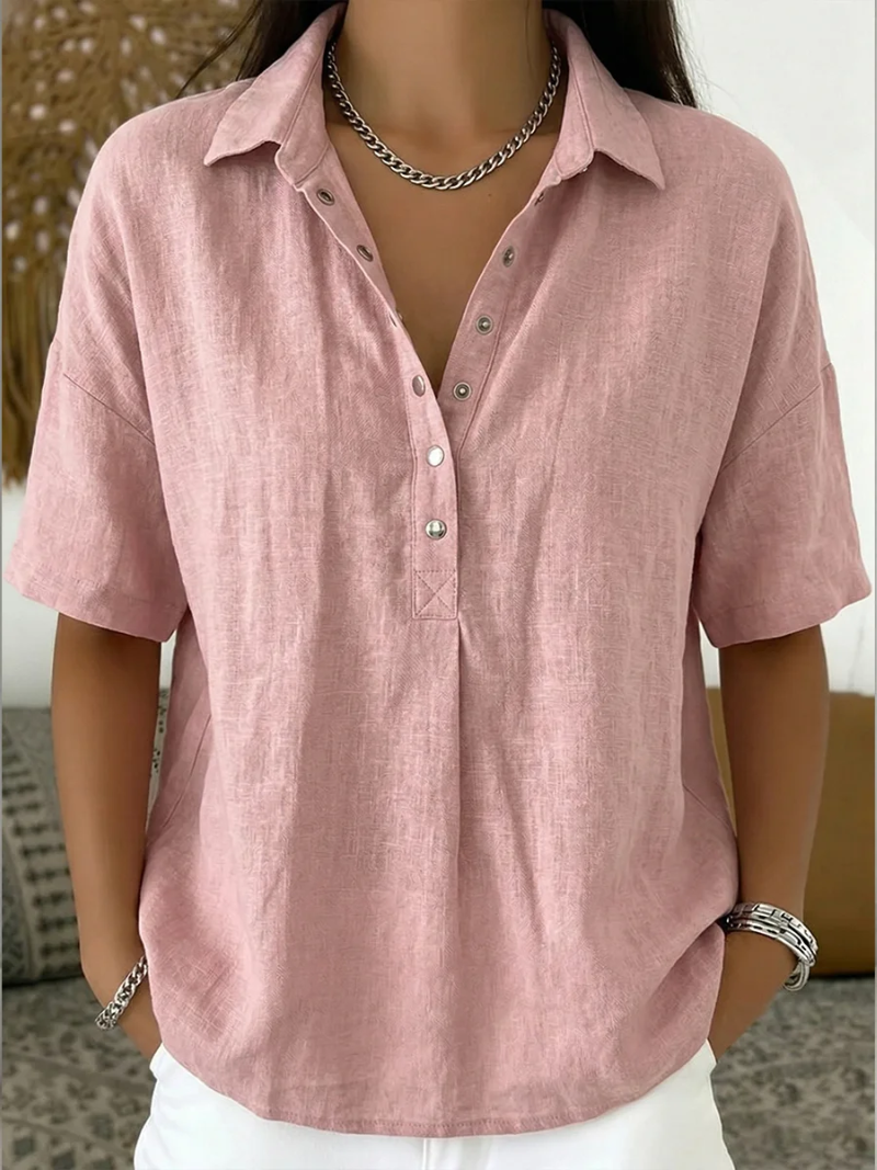 Blusa com Gola — Elegância com Detalhes em Botão