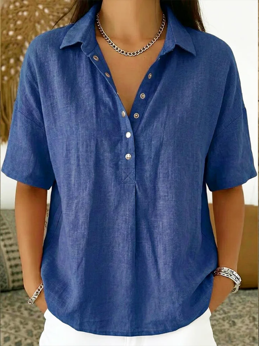 Blusa com Gola — Elegância com Detalhes em Botão