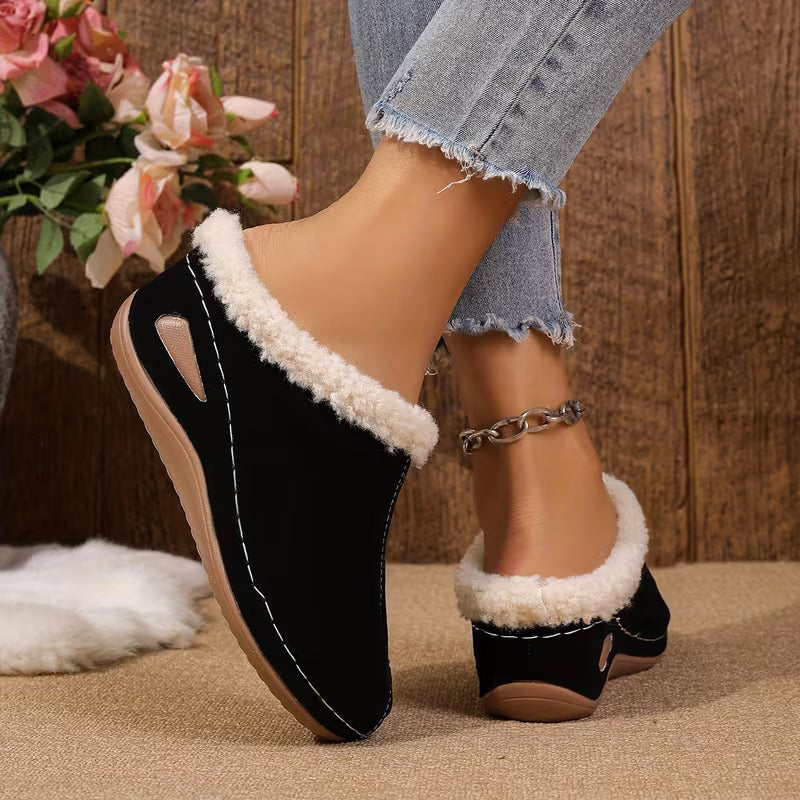 Sapatos de Inverno Femininos com Forro de Pelúcia - Confortáveis Sapatos