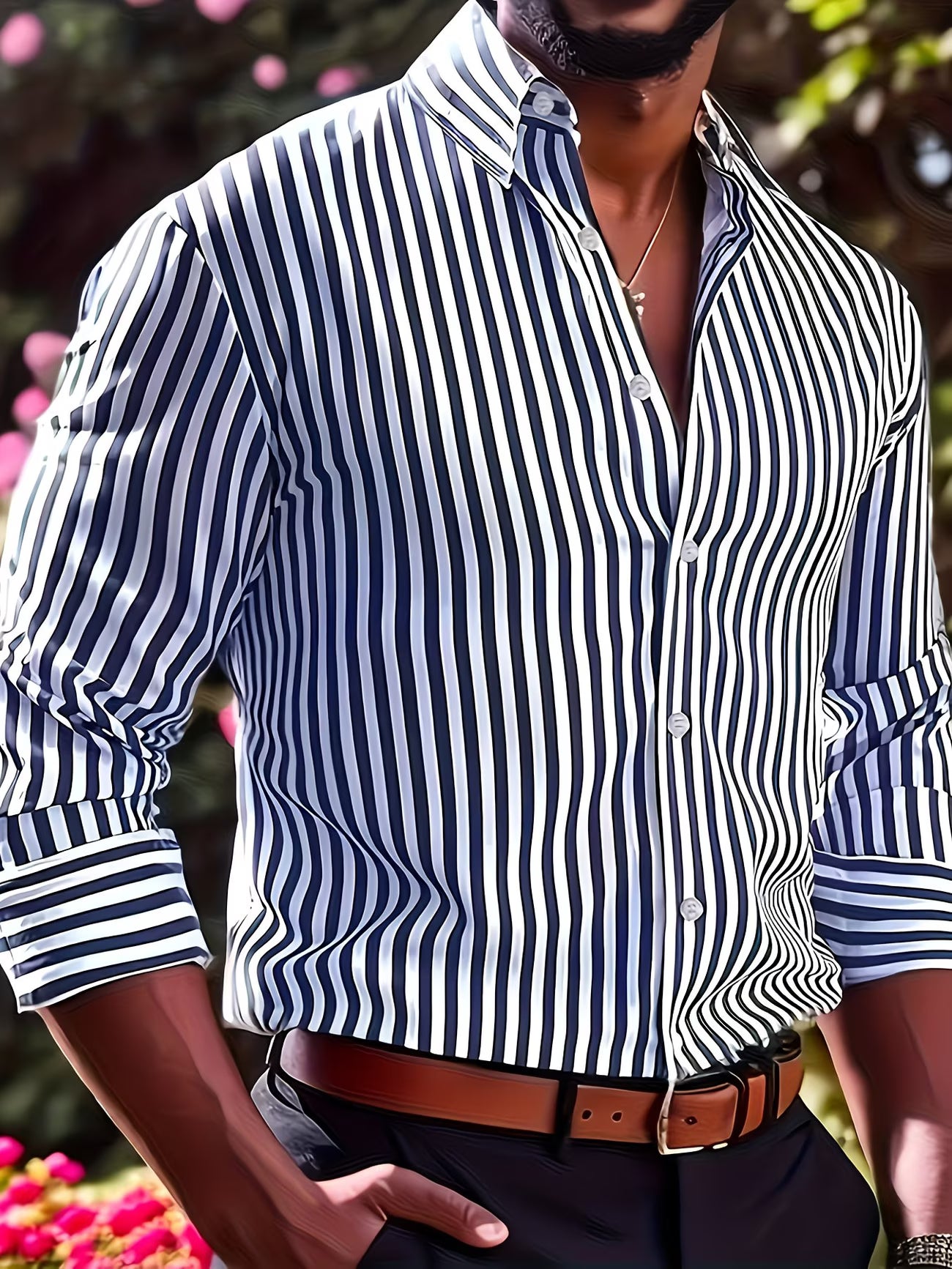 Camisa Elegante com Riscas