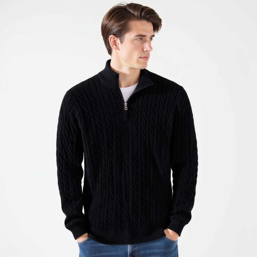 Sweater de Malha com Meio Zíper