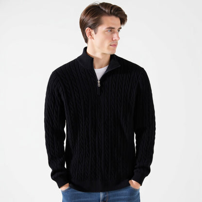 Sweater de Malha com Meio Zíper