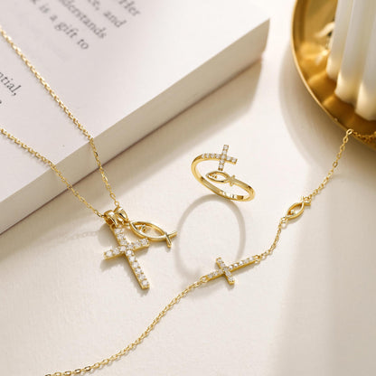 Colar da Fé — Pendente com Símbolo da Cruz Ichthys