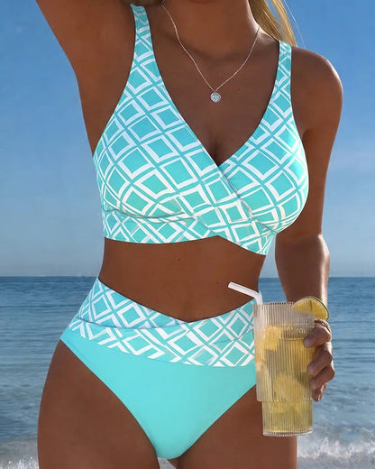 Diavèra — Conjunto de bikini com recorte em forma de soutien com padrão de diamante