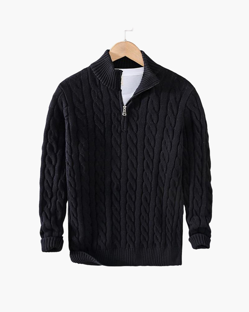 Sweater de Malha com Meio Zíper