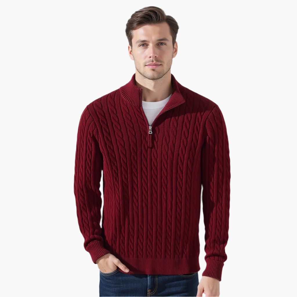 Sweater de Malha com Meio Zíper