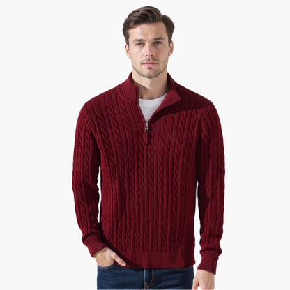 Sweater de Malha com Meio Zíper