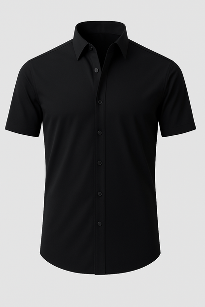 Camisa Não Amassada com Stretch 4-Way – Botões Transparentes