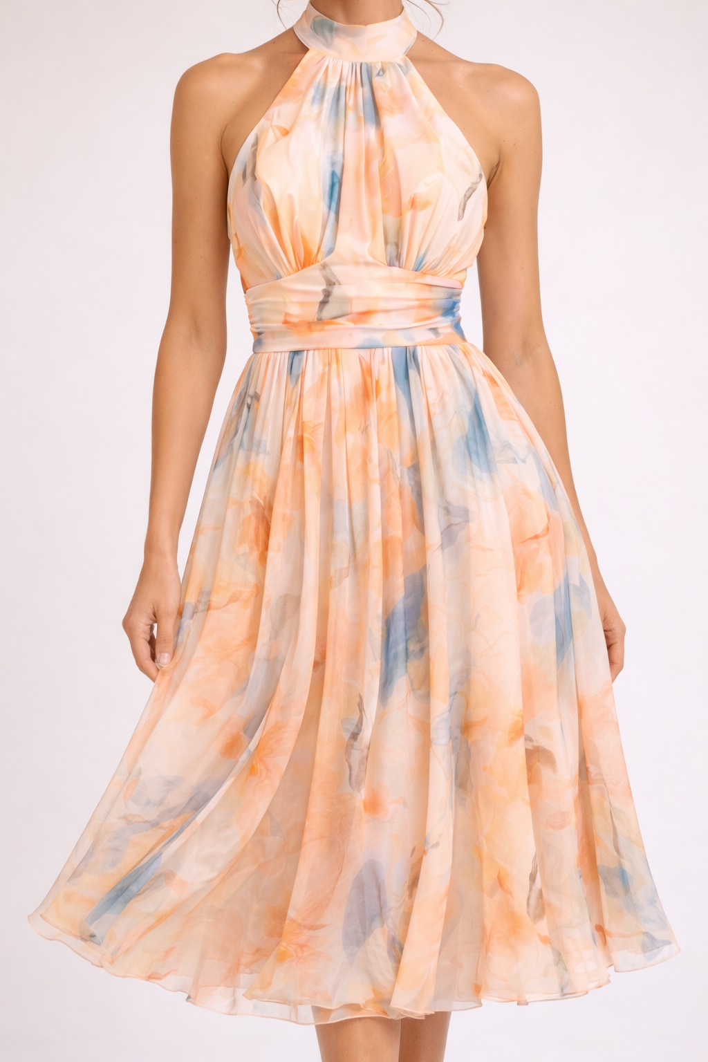 Camille — Vestido Halter em Aquarela