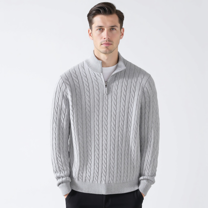 Sweater de Malha com Meio Zíper