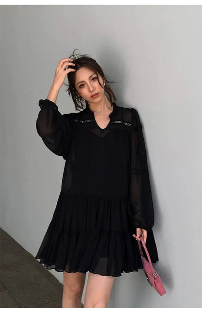 Vestido Camisa Branco Estilo Francês de Verão