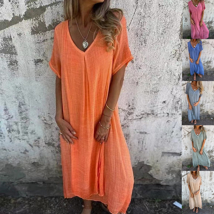 Vestido Midi Confortável com Decote em V