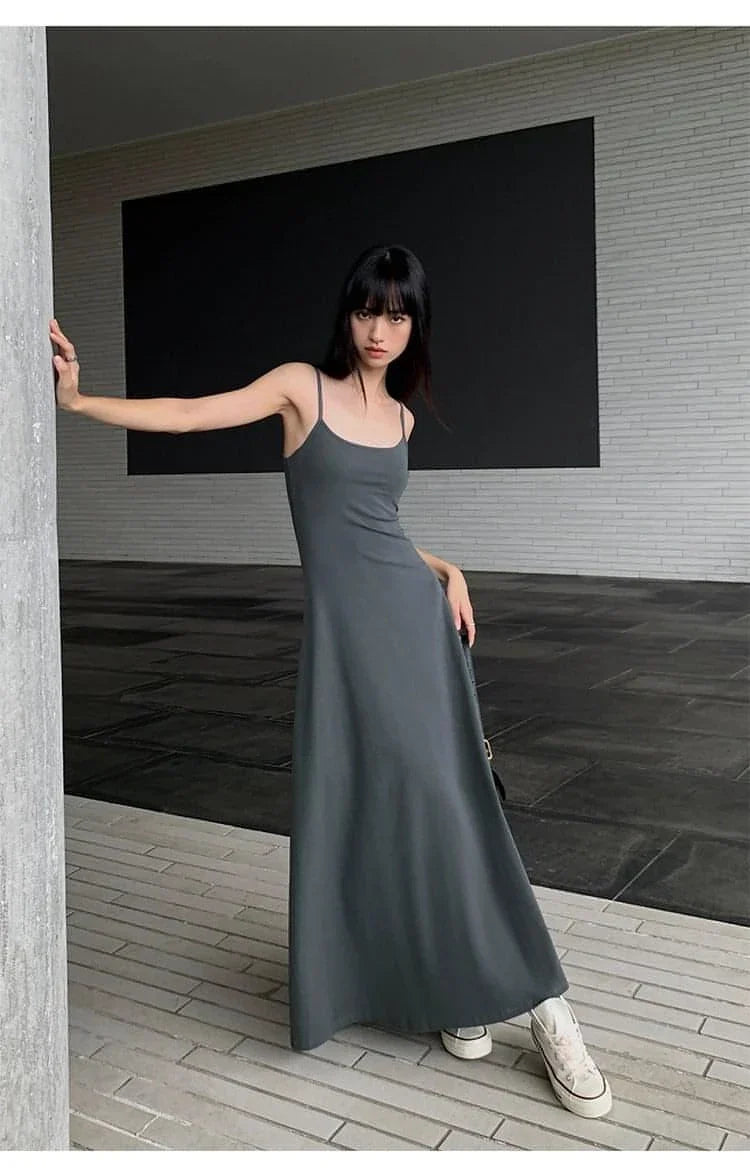 Vestido Maxi de Alças Finas de Verão