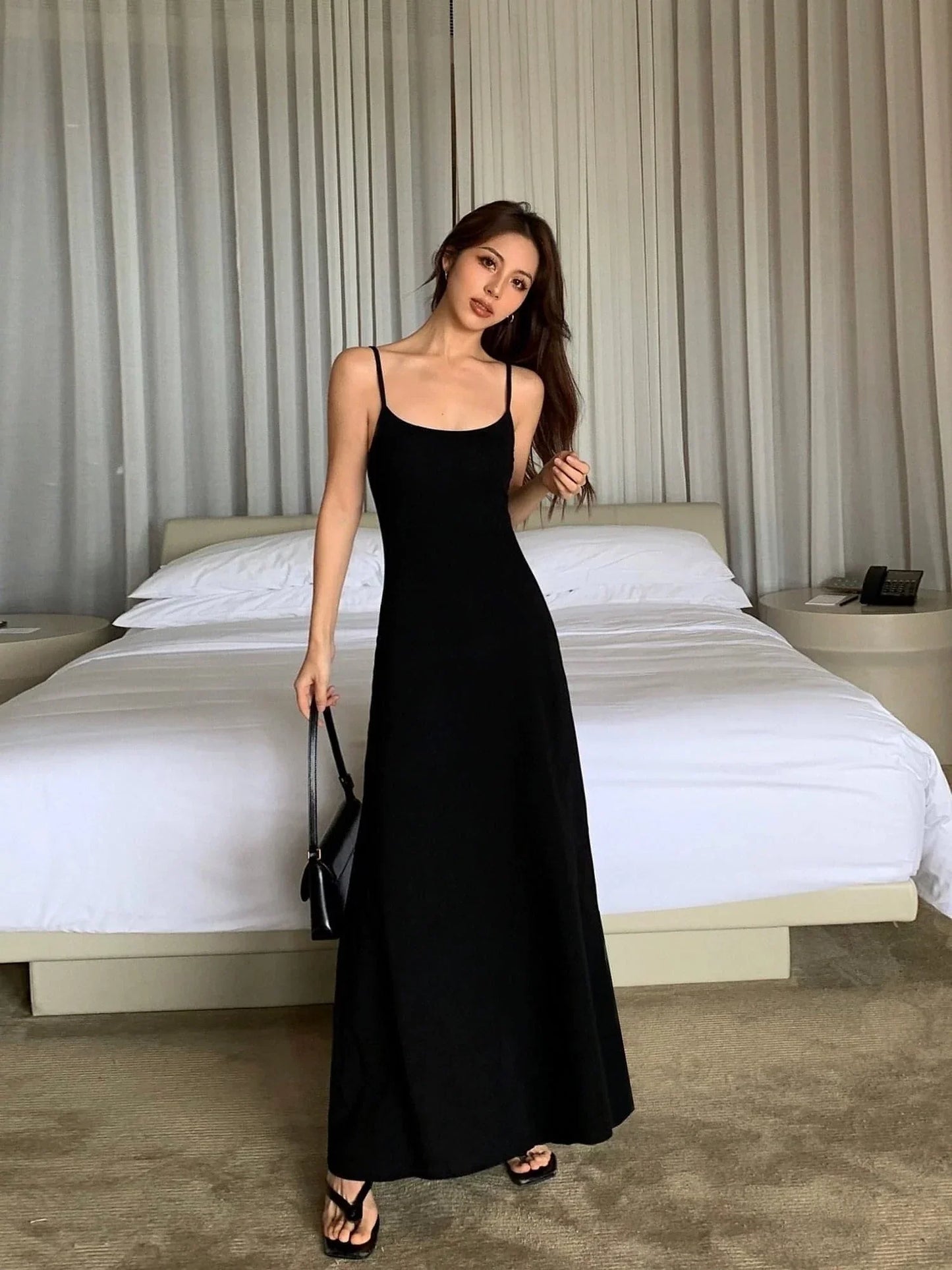 Vestido Maxi de Alças Finas de Verão