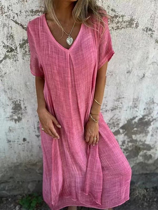 Vestido Midi Confortável com Decote em V