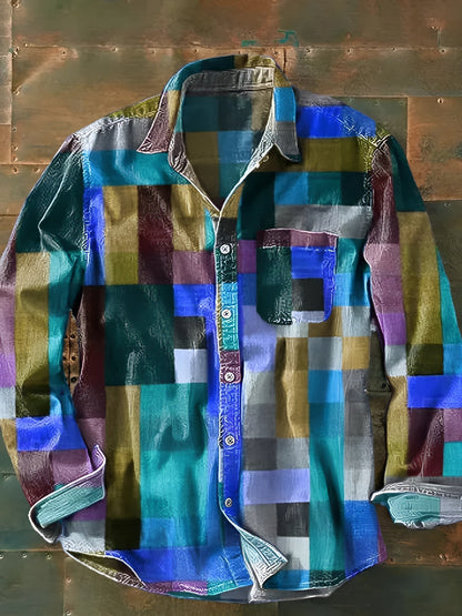 Camisa Patchwork — Design Arrojado em Blocos de Cores
