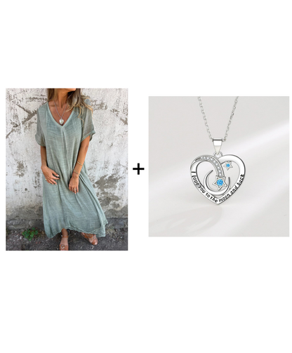Vestido Midi Confortável com Decote em V
