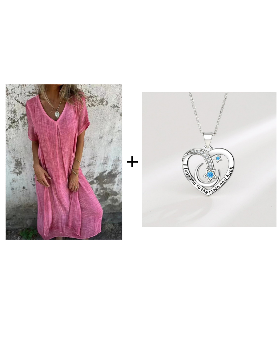 Vestido Midi Confortável com Decote em V