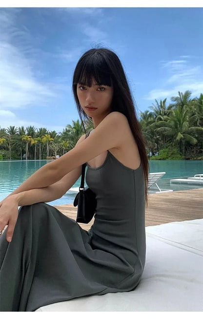 Vestido Maxi de Alças Finas de Verão