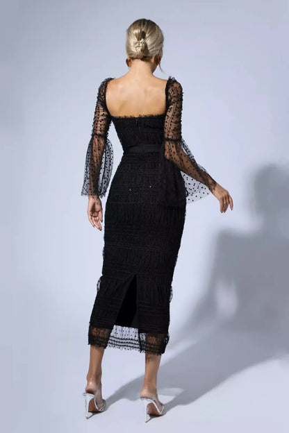 Vestido Midi — Malha de Lantejoulas