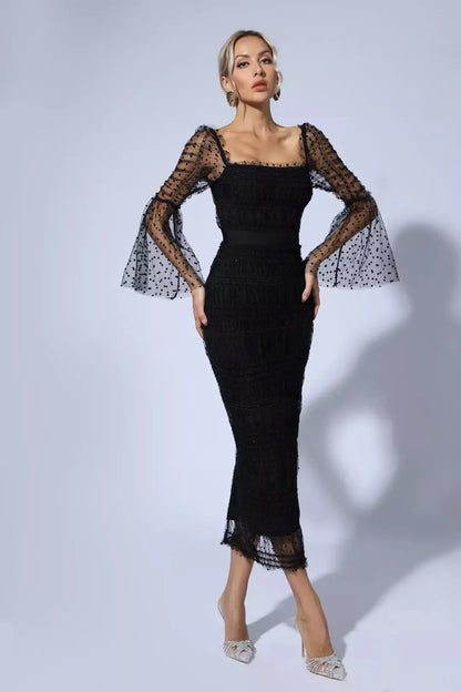 Vestido Midi — Malha de Lantejoulas