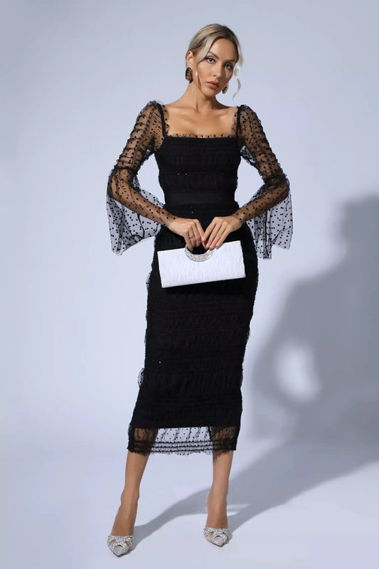 Vestido Midi — Malha de Lantejoulas