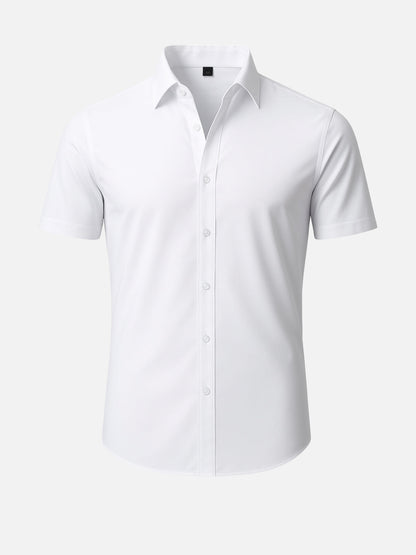 Camisa Não Amassada com Stretch 4-Way – Botões Transparentes
