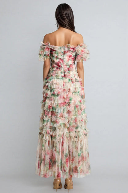Vestido Maxi Sem Alças em Malha Floral Sina